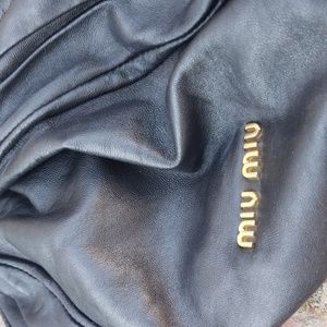 Miu Miu Black Pleated Studed Leather Bag